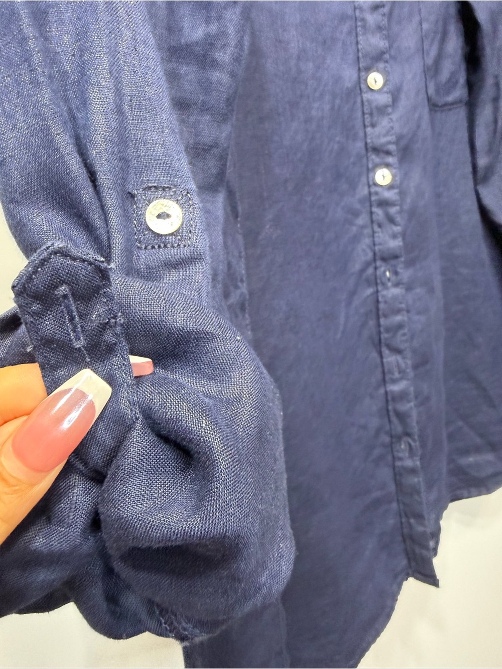 Sigrid Olsen 100% Linen Navy Blue M - Picture 7 of 12